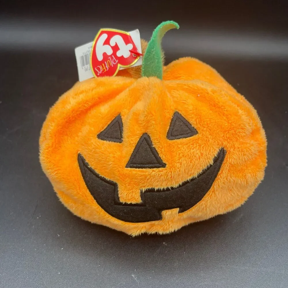 Ty Pluffies Spook The Pumpkin Halloween Plush Stuffed Animal 2004 w/ Hang Tags